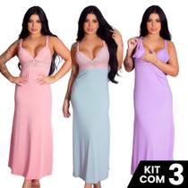 Kit 3 Camisolas Longas de Amamentação Elegante Confortável