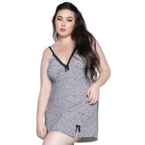 Kit 3 Camisolas Plus Size Bella Fiore Estampada Feminina Liganete Com Laço Roupa de Dormir