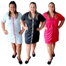 Kit 3 Camisolas Plus Size Leve Feminina Aberta Botões Conforto