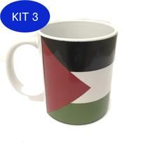 Kit 3 Caneca Da Bandeira Da Palestina