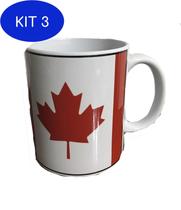 Kit 3 Caneca Da Bandeira Do Canadá
