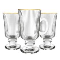 Kit 3 Caneca De Vidro Capuccino Expresso Café Irish Coffee Graffiato 220ml