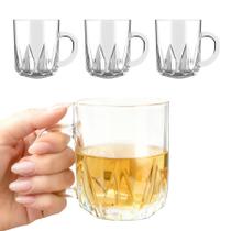 Kit 3 Caneca Xícara Copo De Vidro Transparente Café Chá Cappuccino Com Nespresso Alça 250ml