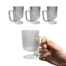 Kit 3 Caneca Xícara Irish Coffee 95mL Vidro Canelado Flutuante Capuccino Royal Nespresso