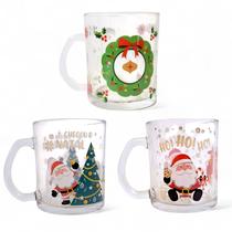 Kit 3 Canecas de Natal Vidro 330ml Estampada Natal Mágico Kit 3 Canecas de Natal Vidro 330ml Estampada Natal Mágico