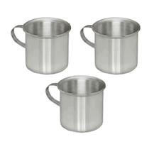 Kit 3 Canecas Escolares Alumínio com Alça 300ML Prata Continental Kit 3 Canecas Escolares Alumínio com Alça 300ML Prata Continental