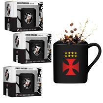 Kit 3 Canecas Porcelana Xícara Quadrada 220Ml Preto Café Chá Kit 3 Canecas Porcelana Xícara Quadrada 220Ml Preto Café Chá