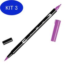 Kit 3 Caneta Marcador Artistico Dual Brush Tombow 665 Purple