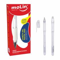 Kit 3 Caneta Molin Gel Hi-jell Branca Marcação Papel Preto