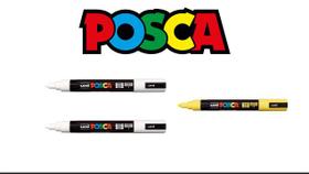Kit 3 Caneta Posca PC-5M - 2 Brancas e 1 Amarelo Kit 3 Caneta Posca PC-5M - 2 Brancas e 1 Amarelo