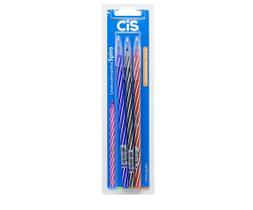 Kit 3 Canetas Cores Escolar Ponta Fina Spiro Preto/azul/verm