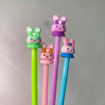 Kit 3 canetas de coelhinho decorativa divertida de fácil uso