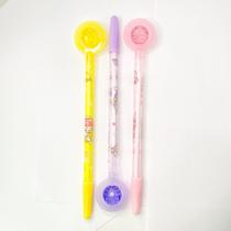 Kit 3 canetas de gel planeta divertida para escola escritório papelaria divertido