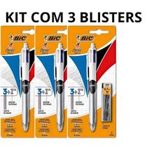 Kit 3 Canetas Esferográfica 3 Cores 1 Lapiseira+ Grafite Bic