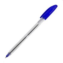 Kit 3 canetas esferográfica azul e preto hexagonal material escritório - Filó Modas