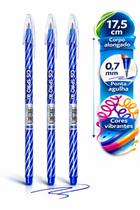 KIT 3 CANETAS ESFEROGRÁFICAS CIS SPIRO Azul, ponta 0.7, alongada 17,5