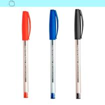 Kit 3 Canetas Faber-Castell Vermelha Azul Preta DIVERSAS