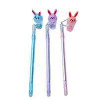 Kit 3 canetas formato copinho coelho com brilho papelaria delicada - Filó Modas