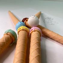 Kit 3 canetas formato de casquinha de sorvete fofas ideal para estudos e lazer