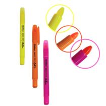 Kit 3 canetas marca texto gel colors vibrante escolar escritório multiuso