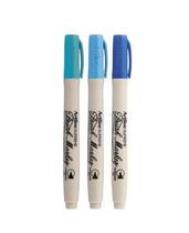 Kit 3 Canetas Marcador Brush Tilibra Artline Tons de Azul