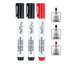 Kit 3 Canetas Pincel Marcador Para Quadro Branco Recarregável Cores Variadas
