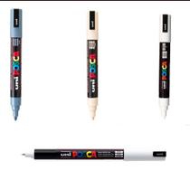 KIT 3 Canetas Posca Brancas PC-1MR,3M,5M Várias Pontas Uni KIT 3 Canetas Posca Brancas PC-1MR,3M,5M Várias Pontas Uni