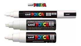 Kit 3 Canetas Posca PC5M,PC7M,PC8K Branca Kit 3 Canetas Posca PC5M,PC7M,PC8K Branca