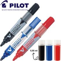 Kit 3 Canetas Quadro Branco Recarregável VBM Pilot + 3 Refis