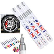 Kit 3 Canetas Reparadora Tira Risco Automóveis Carro Moto Caminhões Pintar e Retocar Pneu Azulejo e Tênis Uso Escolar Marca Texto Prata