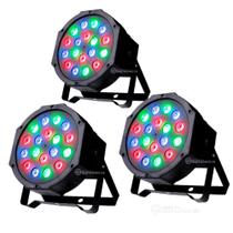 Kit 3 Canhão Led Refletor Rgb Jogo De Luz 18 Led de Cores e Luzes Excelente TB0626 LK183