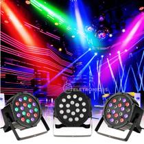 Kit 3 Canhão Led Refletor Rgb Jogo De Luz 18 Led Mistura de Cores e Luzes TB0626 LK183