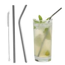 Kit 3 Canudos Aço Inox Reutilizável + Escova Limpeza 21,5cm - WITHOUT_PROVIDER