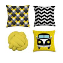 kit 3 capa almofada geométrico kombi 40x40 + almofada nó
