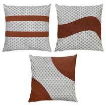 Kit 3 Capa Almofada Linho Bouclé Renda Terra Verde Cru 45x45 Kit 3 Capa Almofada Linho Bouclé Renda Terra Verde Cru 45x45