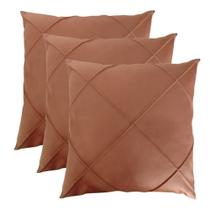 Kit 3 Capa Almofada Suede Drapeada Macia Decorativa- 45x45