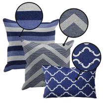 kit 3 Capa Almofada Tear Alto Padrão 2x 45x45 + 1x 30x50 Vr -