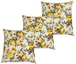 Kit 3 Capa De Almofada Belize Floral Amarelo Impermeável 45cmx45cm