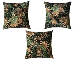 Kit 3 Capa de Almofada Belize Impermeável Fundo Preto 45x45 Kit 3 Capa de Almofada Belize Impermeável Fundo Preto 45x45
