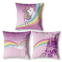 Kit 3 Capa de Almofada Estampadas Infantil 40cm x 40cm Zíper invisível Digital Decorativa