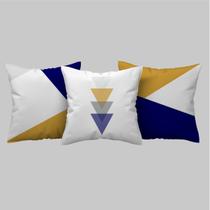 Kit 3 Capa De Almofada Geométrica Flecha Azul E Amarela 40cm