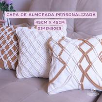 Kit 3 Capa de Almofada Macramê Trançada 45x45 Artesanal, Estilo Boho, Decoração Sofá, Cama 100% Algodão