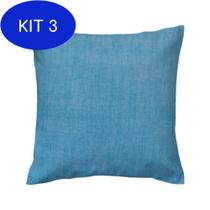 Kit 3 Capa de almofada VivaIN suede mesclado azul turquesa