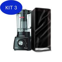 Kit 3 Capa Para Liquidificador Mondial Preta Frente Transparente