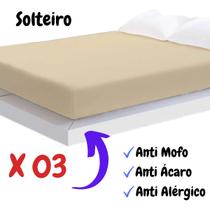 Kit 3 Capa Protetora para Colchão Solteiro com Elástico Bege