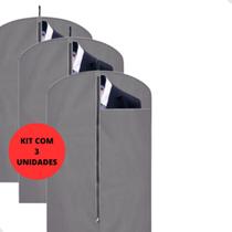 Kit 3 Capa Protetora Para Terno Jaqueta Casaco Com Ziper Organização Proteção Viagem