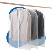 Kit 3 Capa Protetora Plástica Para Roupas Terno Translucida