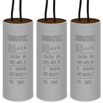 KIT 3 CAPACITOR PERMANENTE COM CABO 80 UF 250 Volts KIT 3 CAPACITOR PERMANENTE COM CABO 80 UF 250 Volts