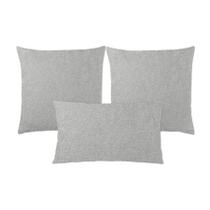 Kit 3 Capas Almofada Baguete Bouclé Quadradas e Retangular Zíper Invisível, Texturizado