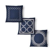 Kit 3 Capas Almofada Círculos 43x43cm Microfibra Azul